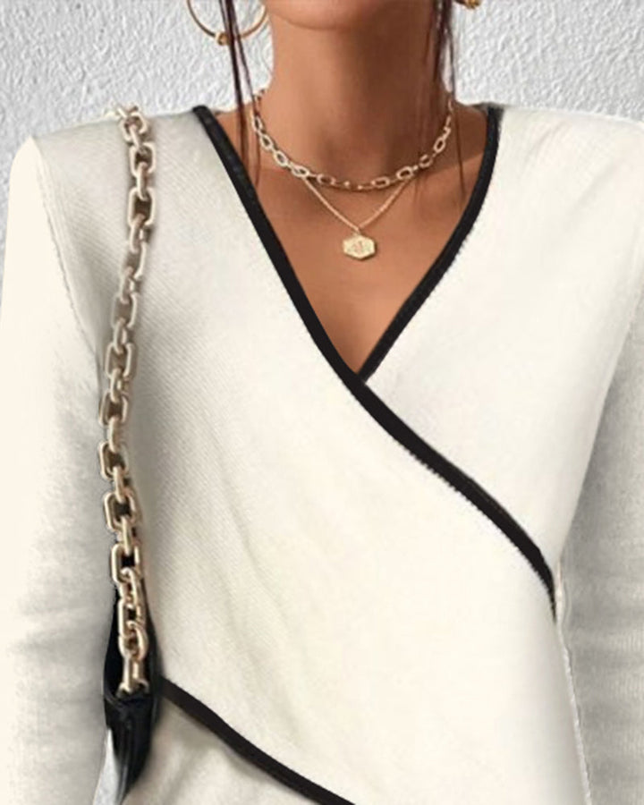 Women's Elegant Knit Wrap Sweater with V Neck