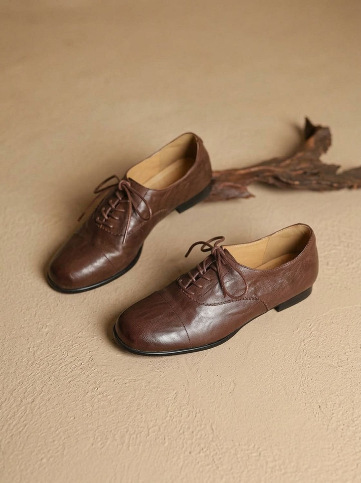 Women's Leather Lace-Up Flats, Heritage Design (10)