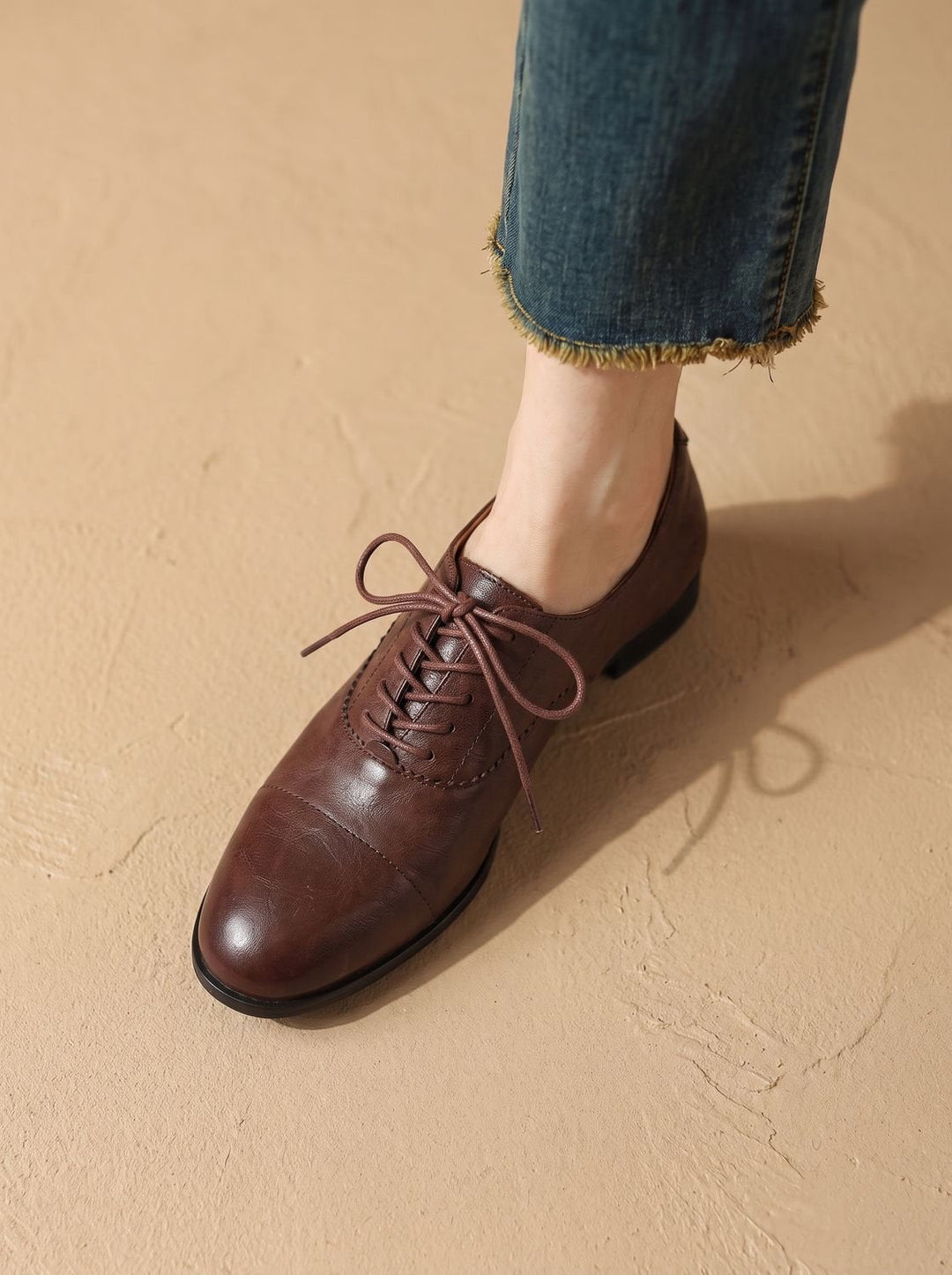 Women's Leather Lace-Up Flats, Heritage Design (12)