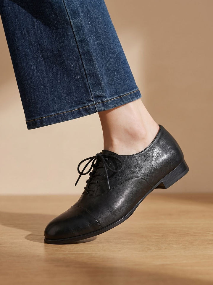 Women's Leather Lace-Up Flats, Heritage Design (15)