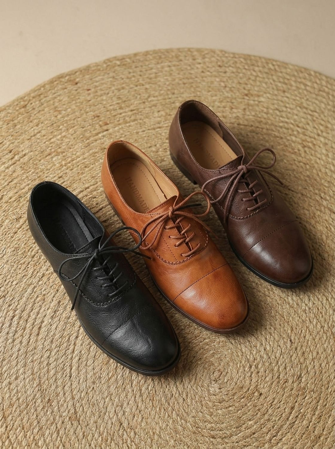 Women's Leather Lace-Up Flats, Heritage Design (17)