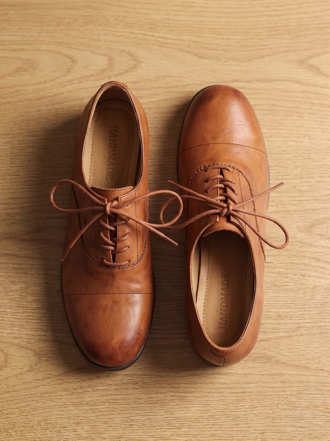Women's Leather Lace-Up Flats, Heritage Design (2)