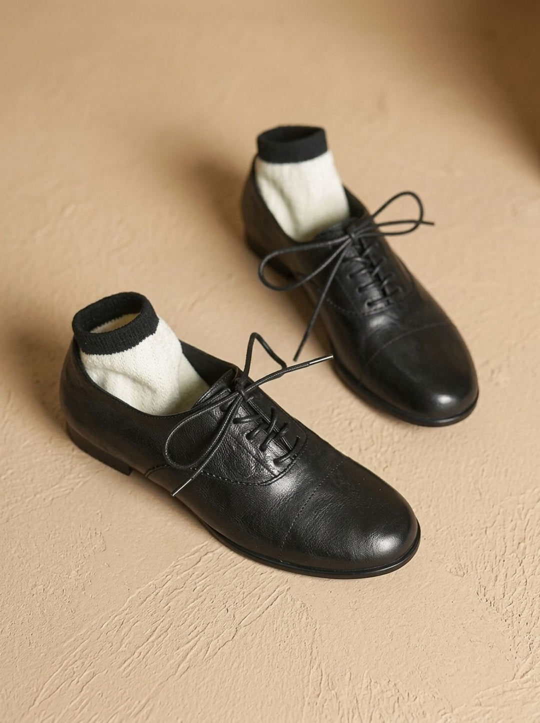 Women's Leather Lace-Up Flats, Heritage Design (22)