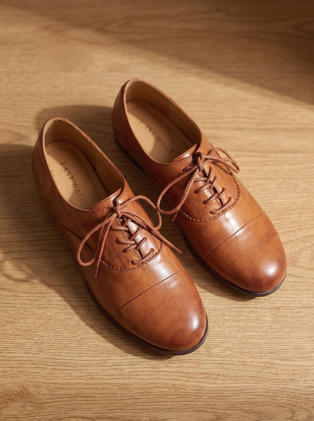 Women's Leather Lace-Up Flats, Heritage Design (5)