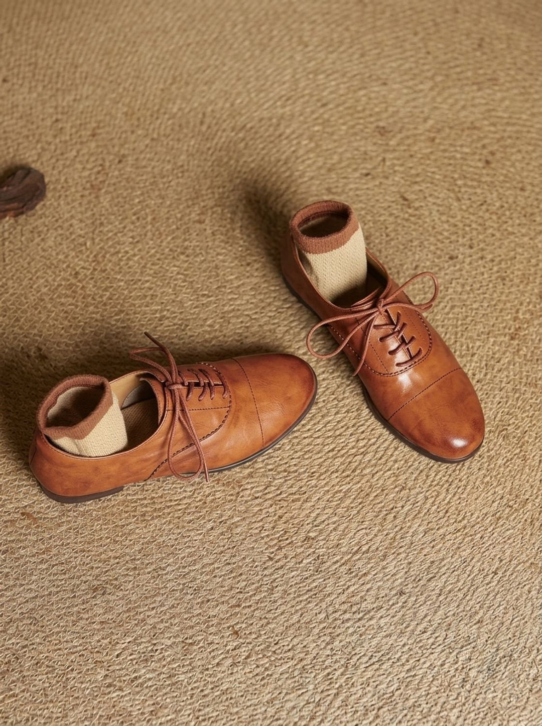 Women's Leather Lace-Up Flats, Heritage Design (6)