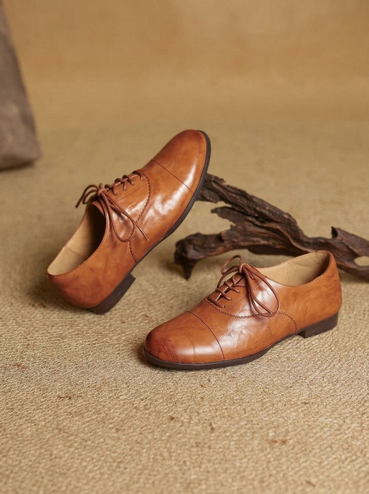 Women's Leather Lace-Up Flats, Heritage Design (7)