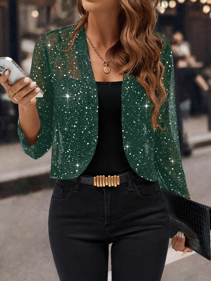 Women's Lightweight Sequined Knitwear Cardigan in Green