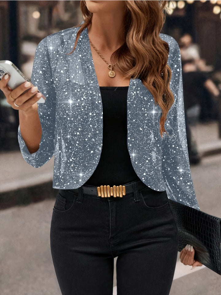 Women's Lightweight Sequined Knitwear Cardigan in Grey