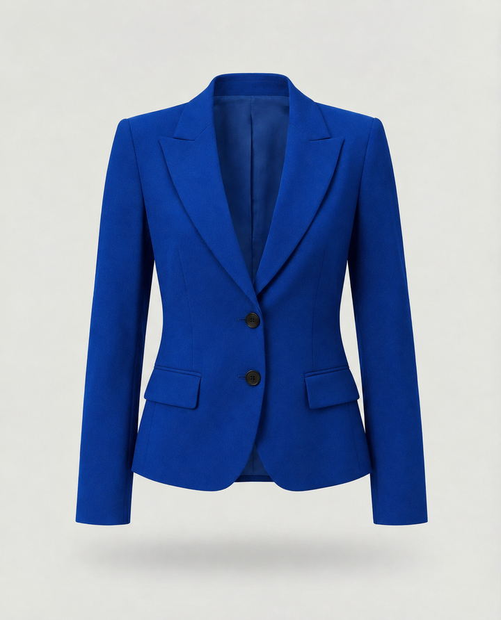 Women's Peplum Fall Jacket for Professional Wear in Blue