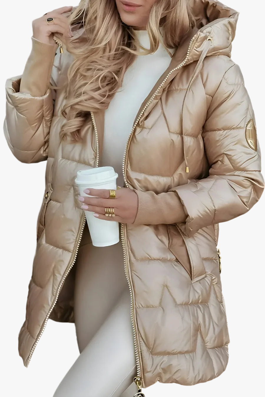 Women's Versatile Quilted Down Puffer Jacket with Zip Up Front