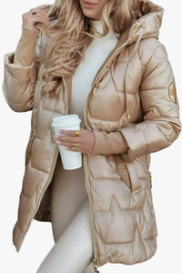 Women's Versatile Quilted Down Puffer Jacket with Zip Up Front