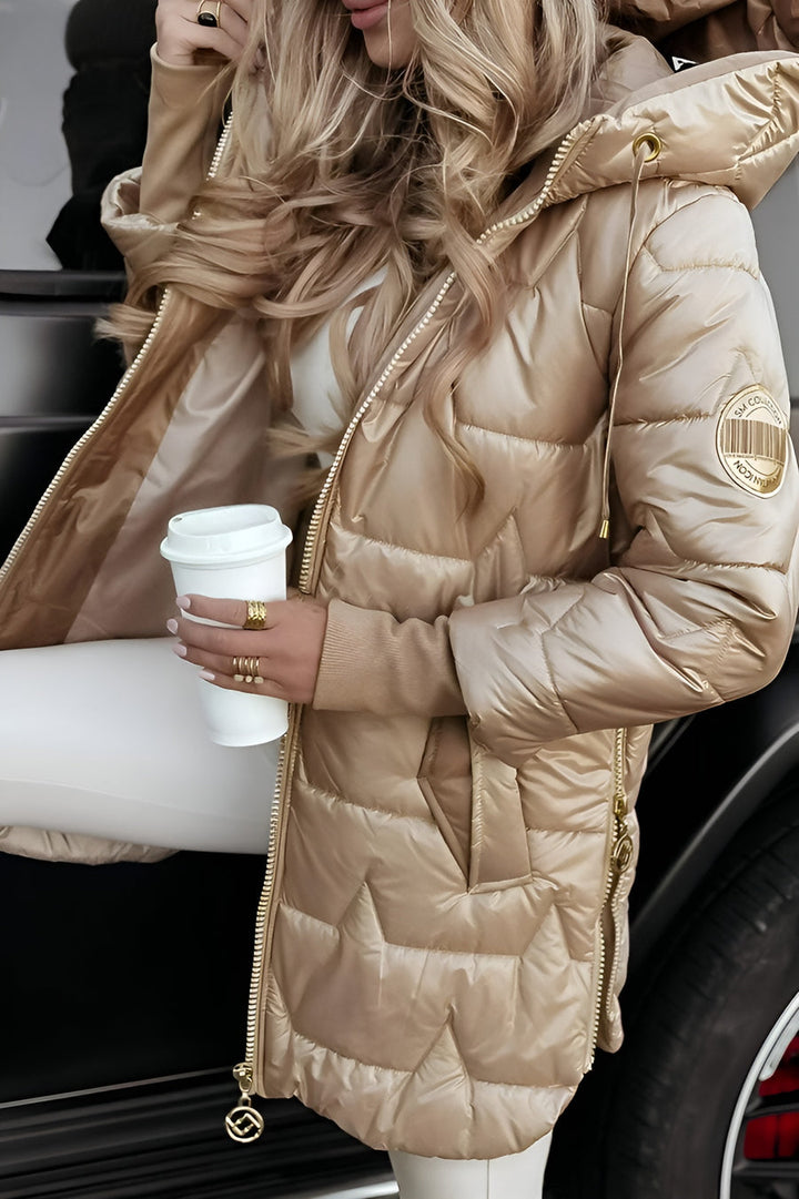 Women's Versatile Quilted Down Puffer Jacket with Zip Up Front