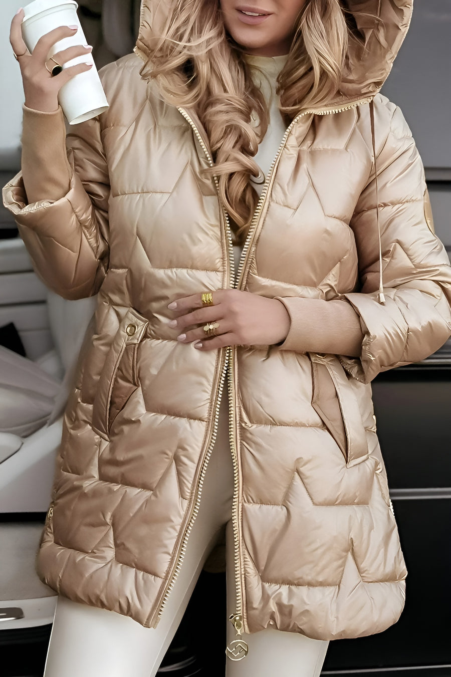 Women's Versatile Quilted Down Puffer Jacket with Zip Up Front