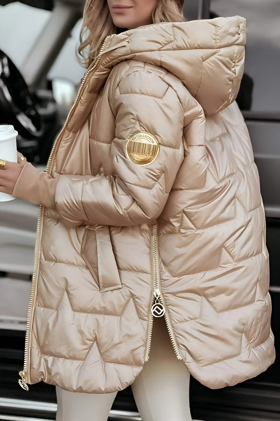 Women's Versatile Quilted Down Puffer Jacket with Zip Up Front