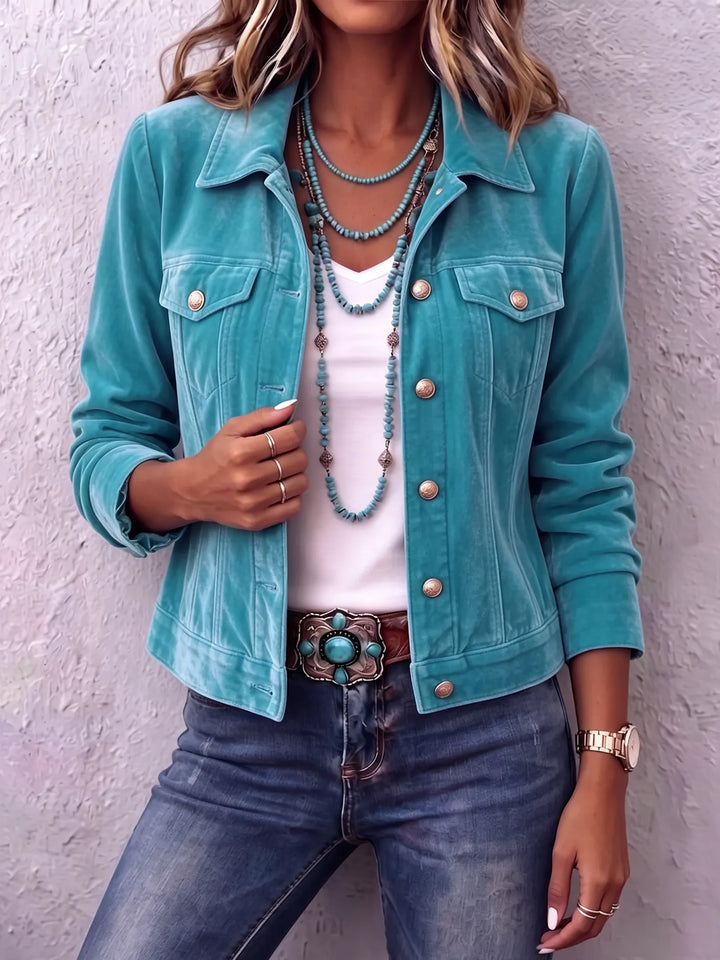 Women's Relaxed Jacket for Fall Layering in Blue