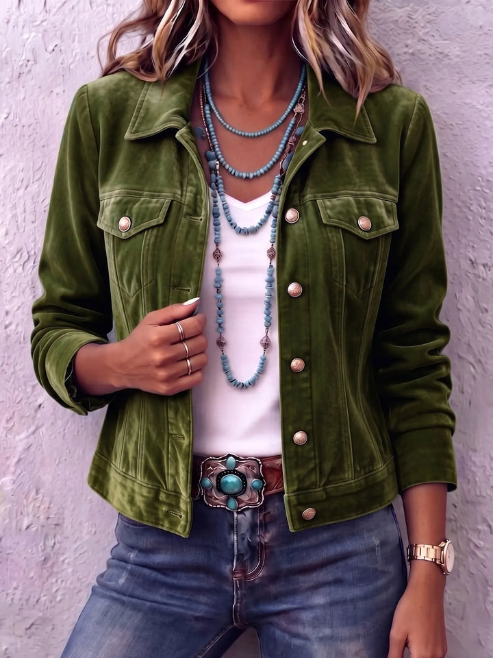 Women's Relaxed Jacket for Fall Layering in Green