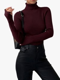 Women's Tailored Ribbed Knit Turtleneck Sweater