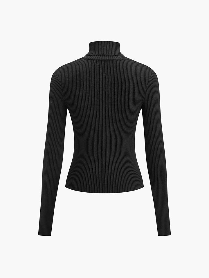 Women's Tailored Ribbed Knit Turtleneck Sweater