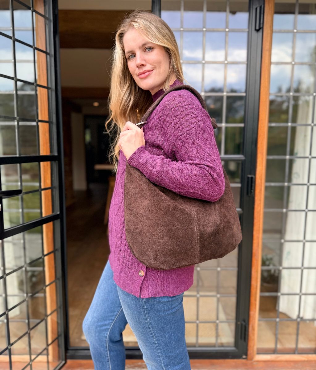 Women's Sweater Cosy Cable Knit Longline in Purple 4