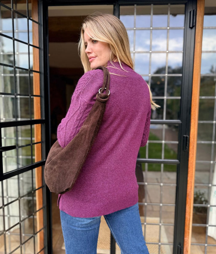Women's Sweater Cosy Cable Knit Longline in Purple 6