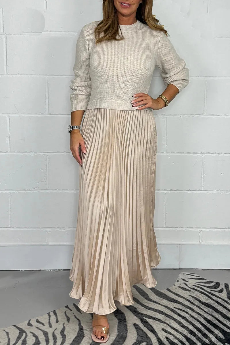 Women's Sweater Dress Midi for Wedding Guests in Aprikose