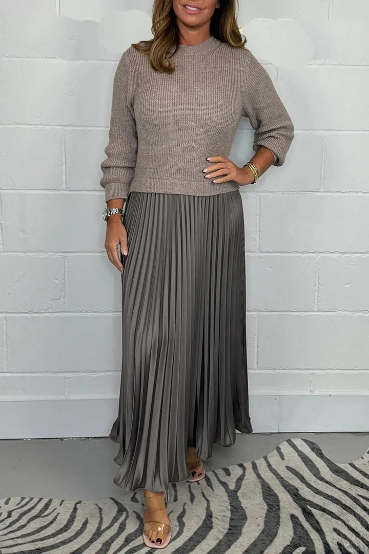 Women's Sweater Dress Midi for Wedding Guests in Dark Brown 2