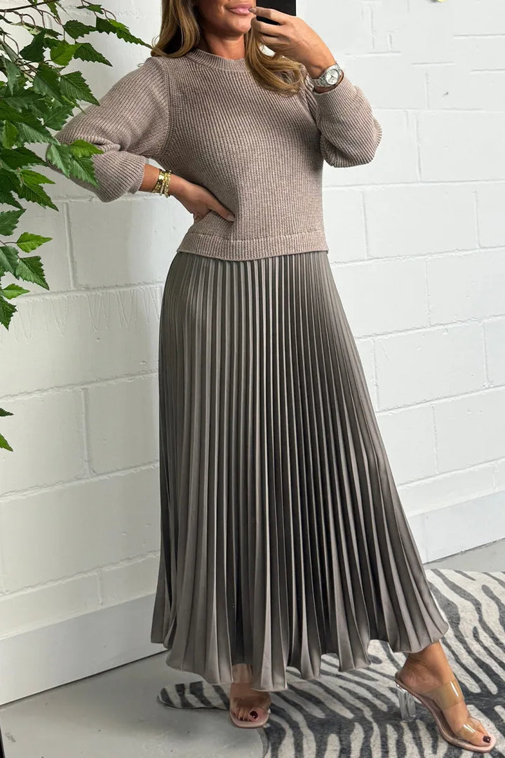 Women's Sweater Dress Midi for Wedding Guests in Dark Grey