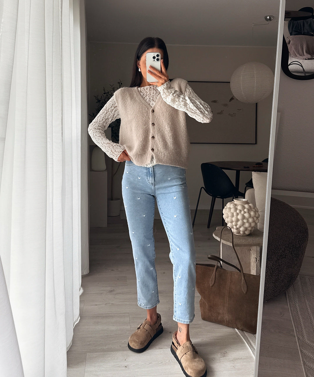 Women's Sweater Short Knit Button-Up for Everyday in Beige 3