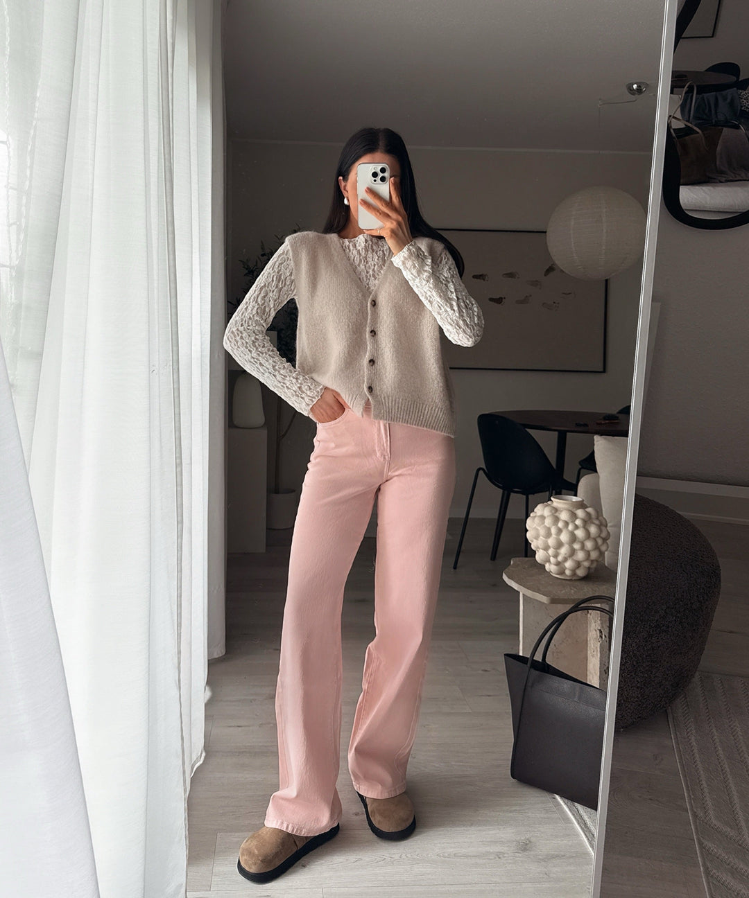 Women's Sweater Short Knit Button-Up for Everyday in Beige 4