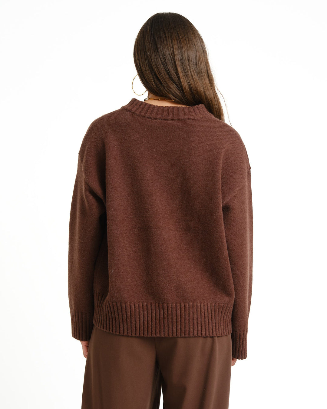 Women's Sweater V-Neck in Brown for Autumn in Brown 5