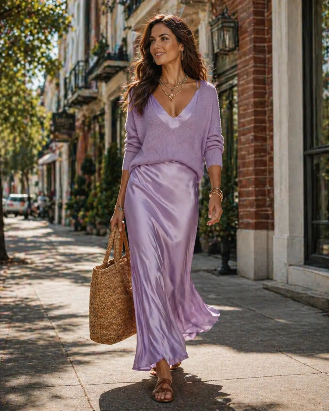 Women's Two-Piece Satin Midi Dress and Knitwear (12)
