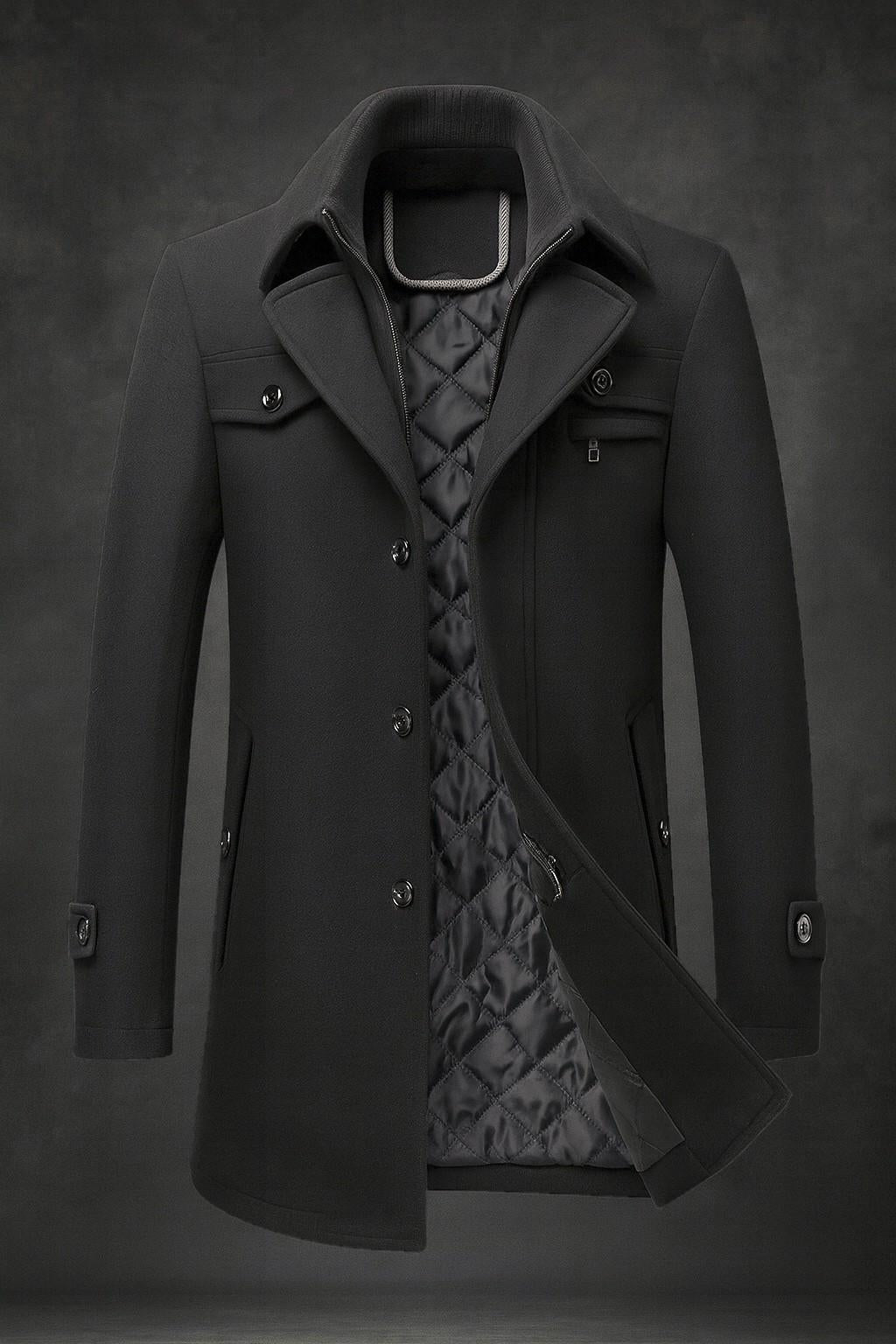 Women's Winter Coat in Premium Wool for Layering in Black
