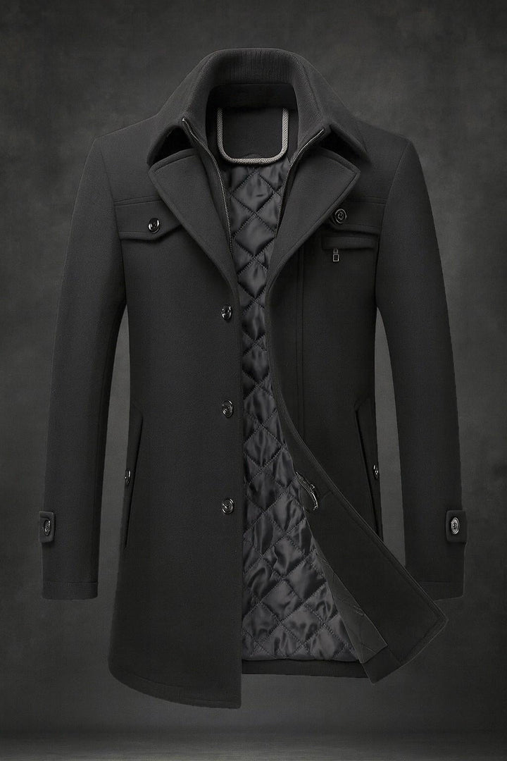 Women's Winter Coat in Premium Wool for Layering in Black