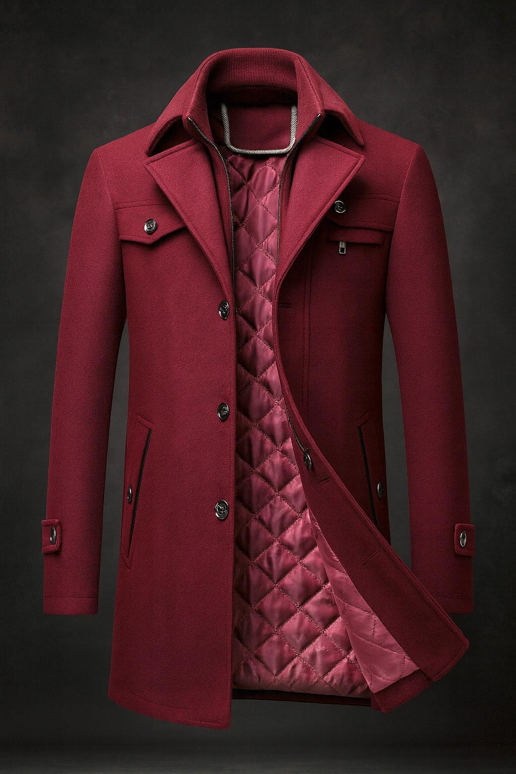 Women's Winter Coat in Premium Wool for Layering in Burgunderrot