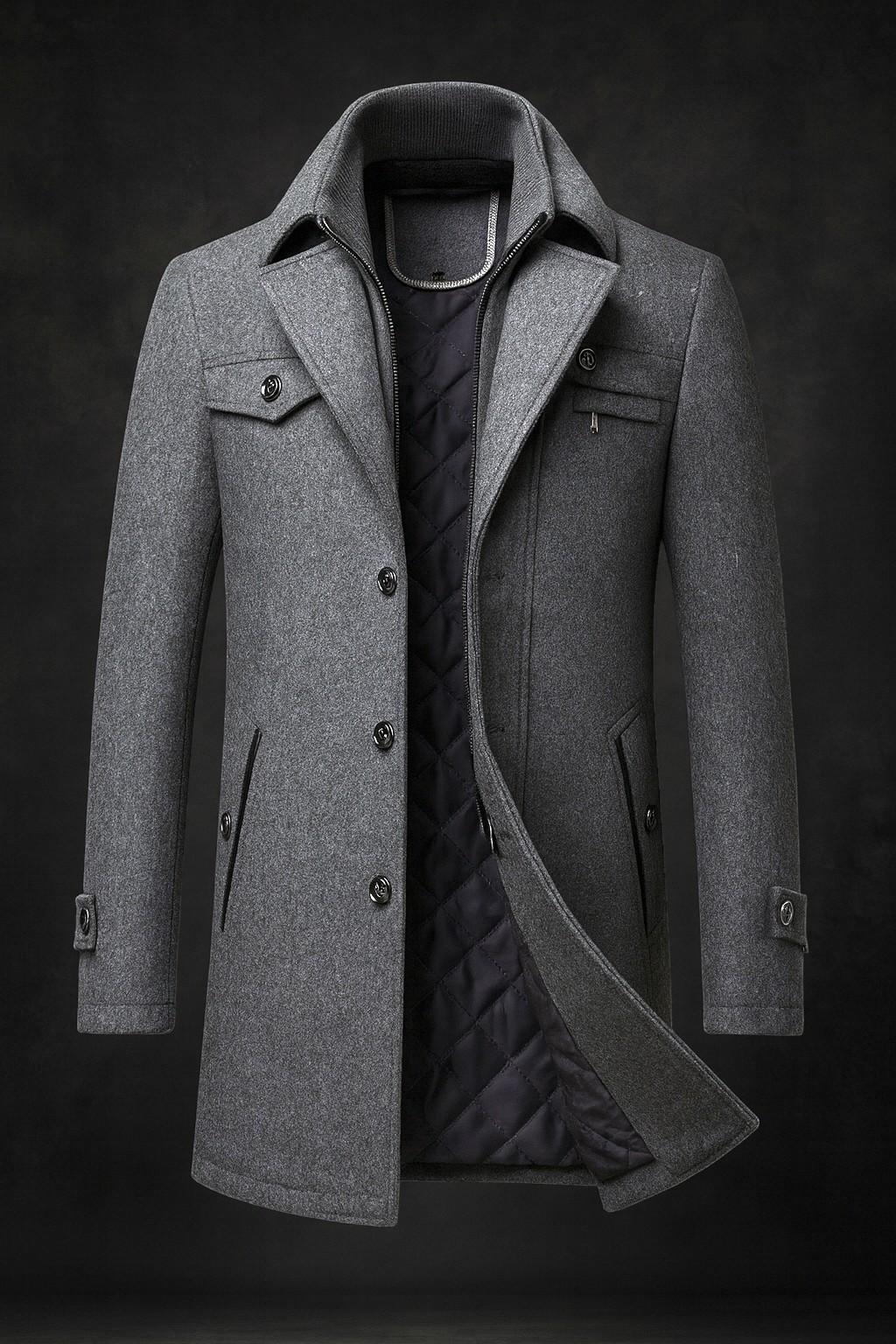 Women's Winter Coat in Premium Wool for Layering in Grey