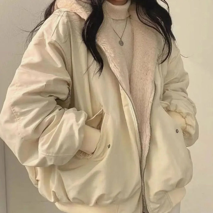 Women's Winter Coat Oversized with Teddy Lining in Beige