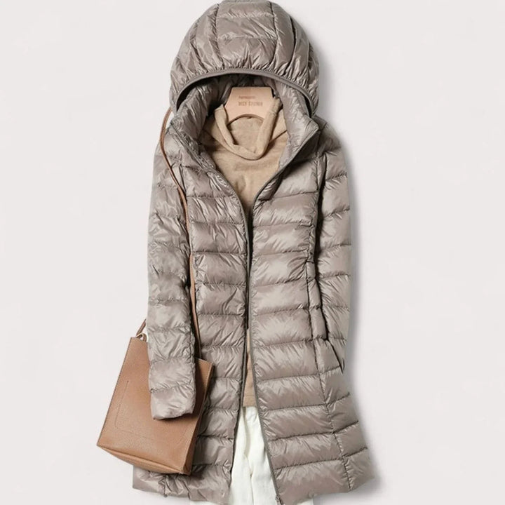 Women's Winter Coat, Puffer with Removable Hood in Khaki