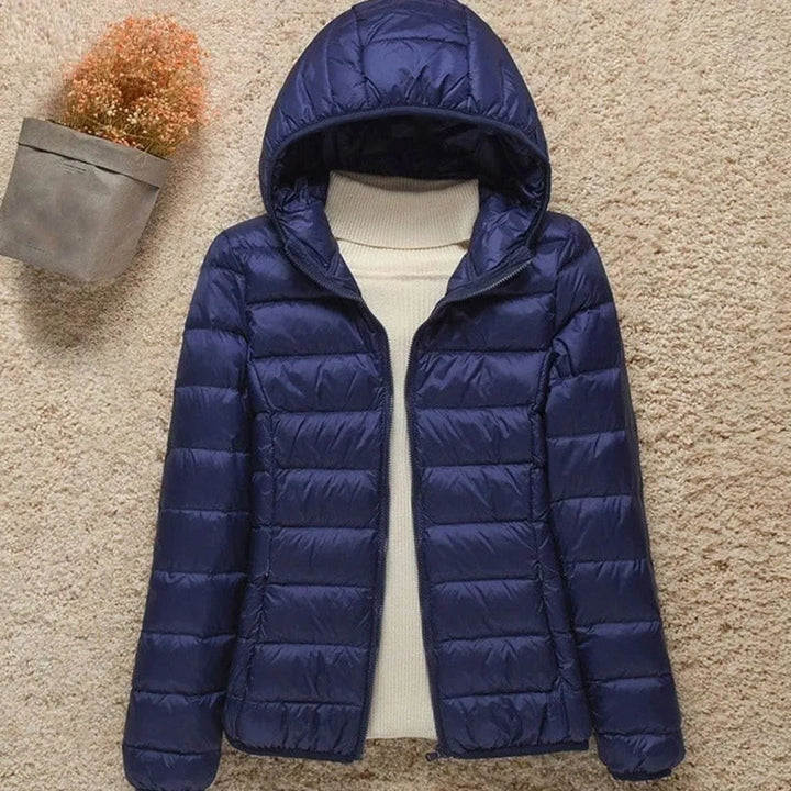 Women's Winter Coat with Lightweight Down Puffer in Navy