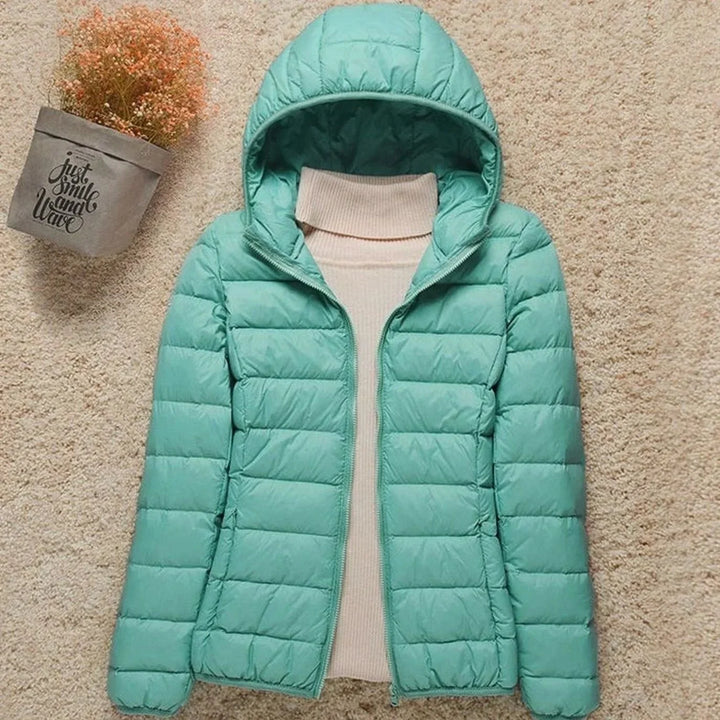 Women's Winter Coat with Lightweight Down Puffer in Türkis