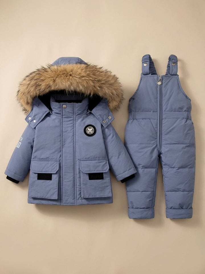 Women's Winter Jacket and Puffer Snowsuit Set in Blue