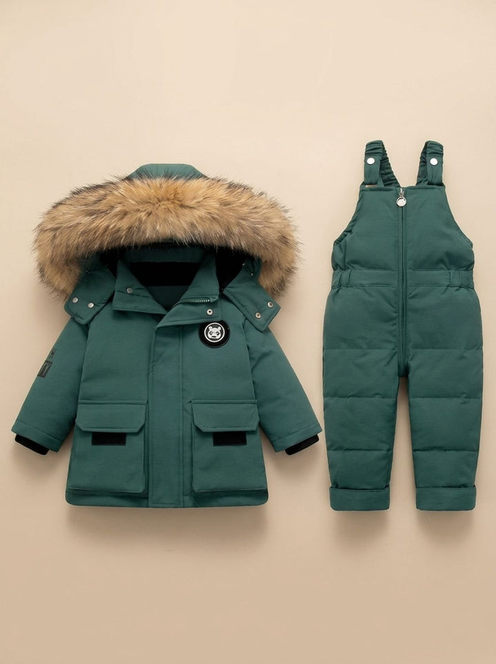 Women's Winter Jacket and Puffer Snowsuit Set in Green