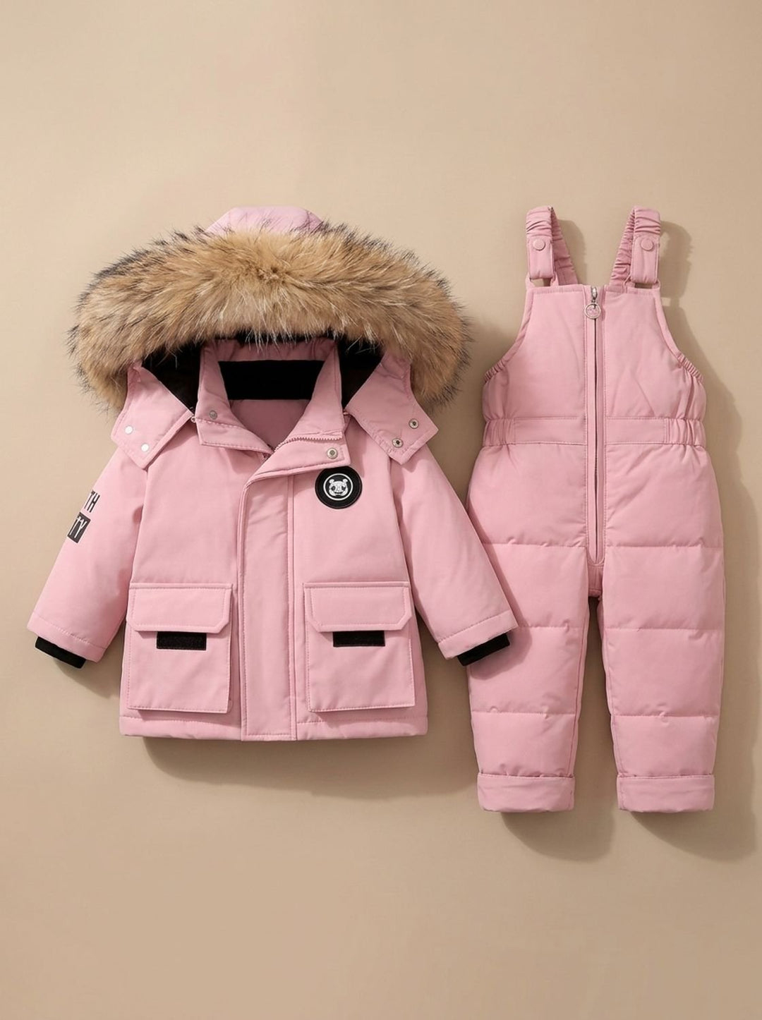 Women's Winter Jacket and Puffer Snowsuit Set in Pink