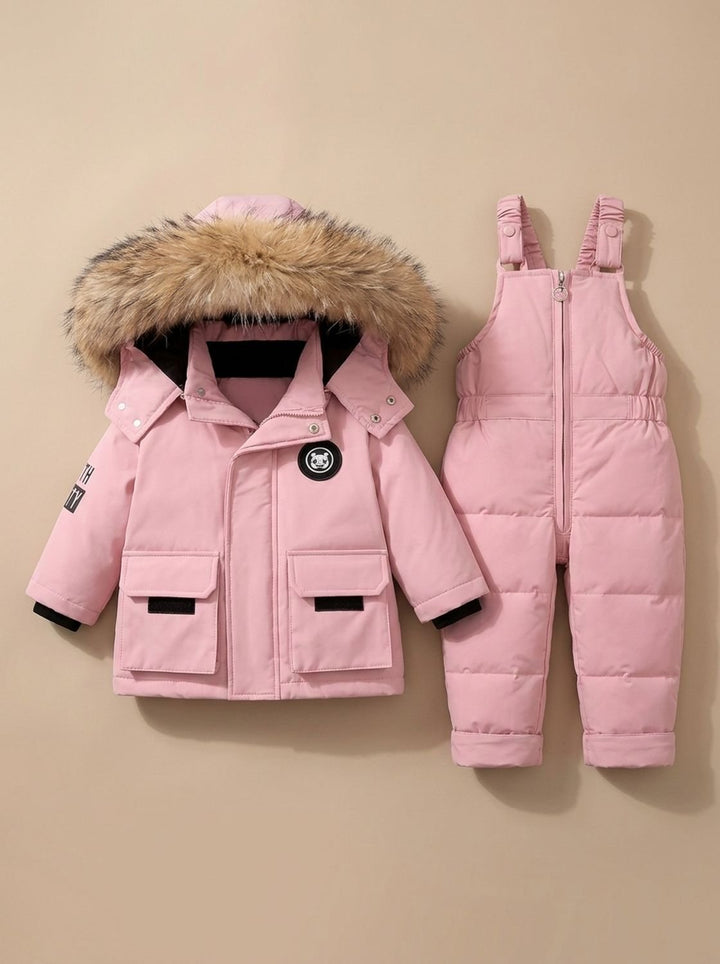 Women's Winter Jacket and Puffer Snowsuit Set in Pink