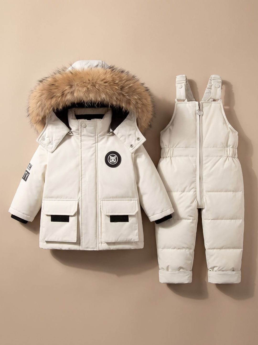Women's Winter Jacket and Puffer Snowsuit Set in White