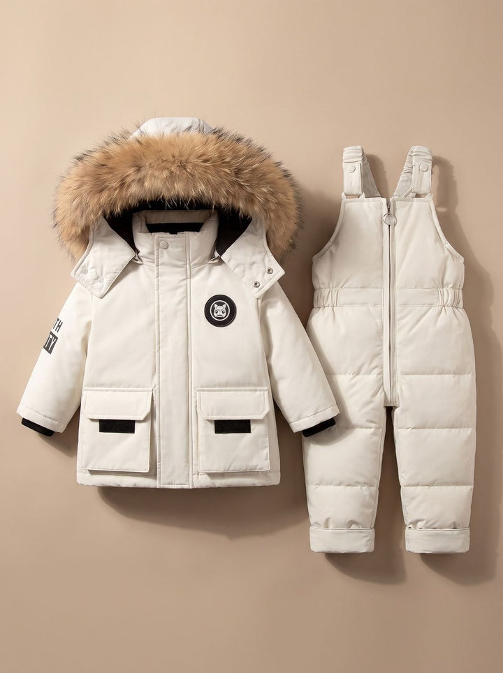 Women's Winter Jacket and Puffer Snowsuit Set in White