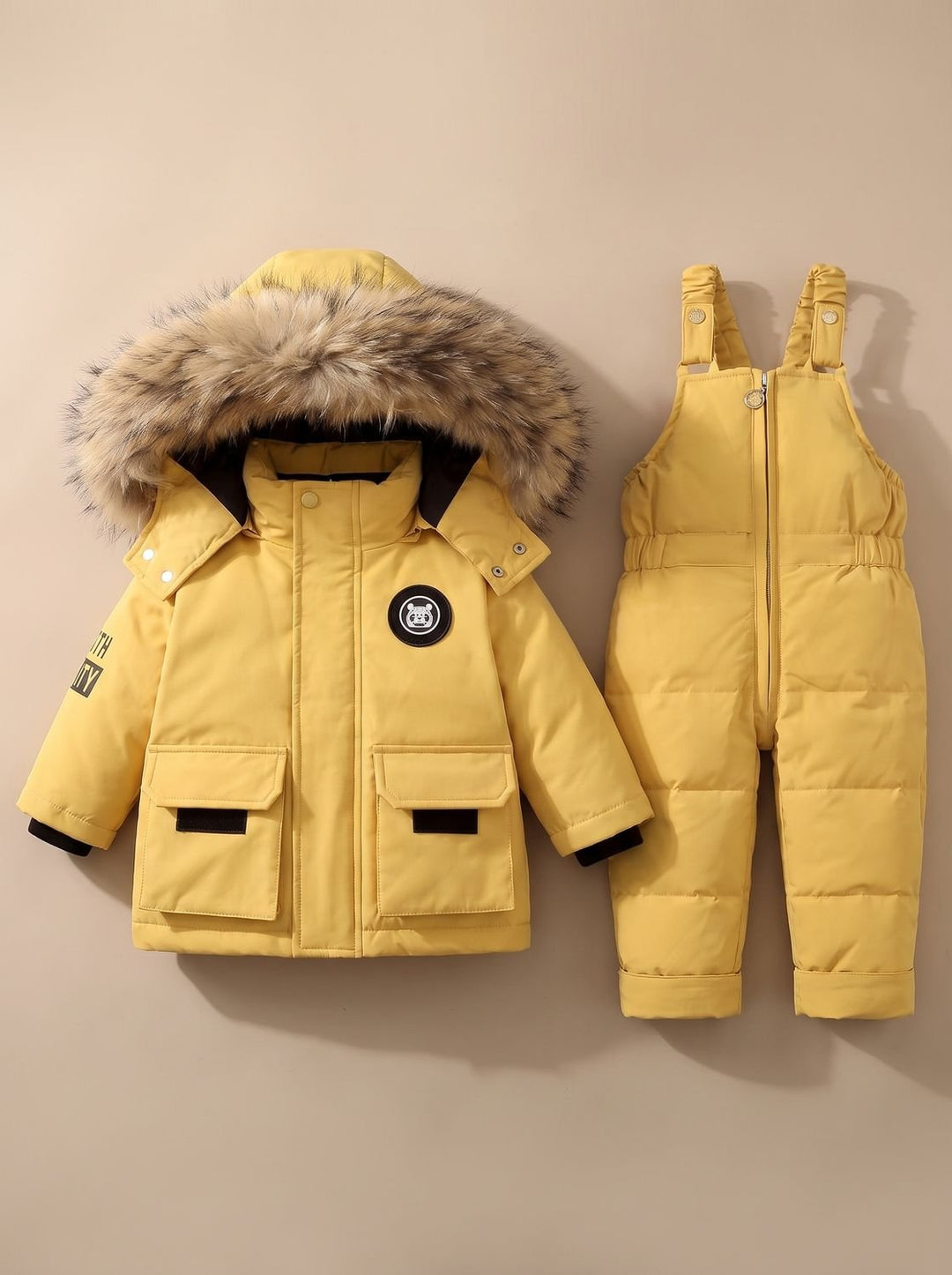 Women's Winter Jacket and Puffer Snowsuit Set in Yellow