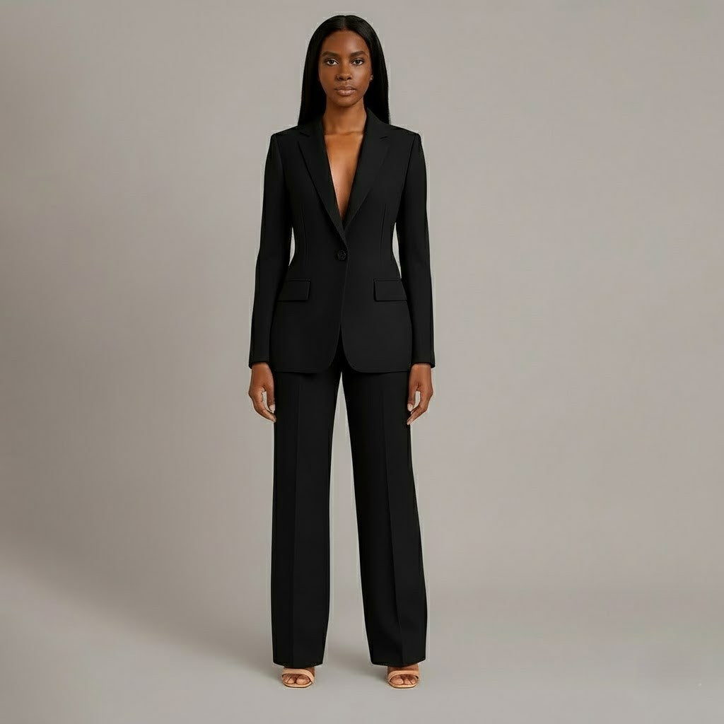Women's Wool Coat Jacket for Everyday Elegance in Black 1