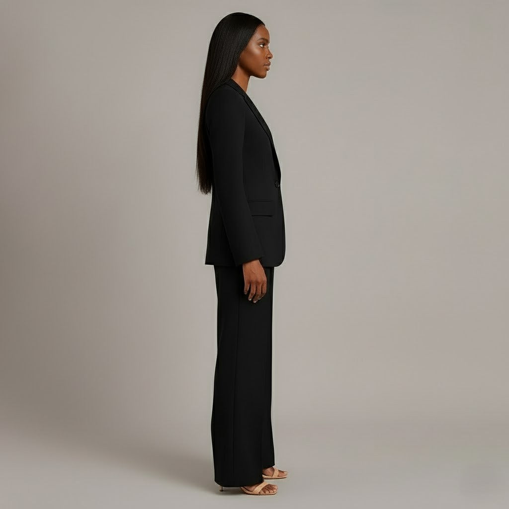 Women's Wool Coat Jacket for Everyday Elegance in Black 2