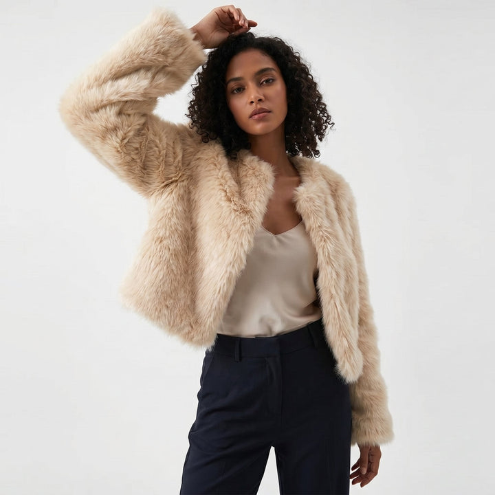 Women's Wool Jacket for Winter Layering in Apricot