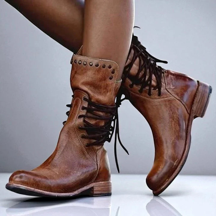 Women's Stylish Pointed Toe Lace Up Ankle Boots